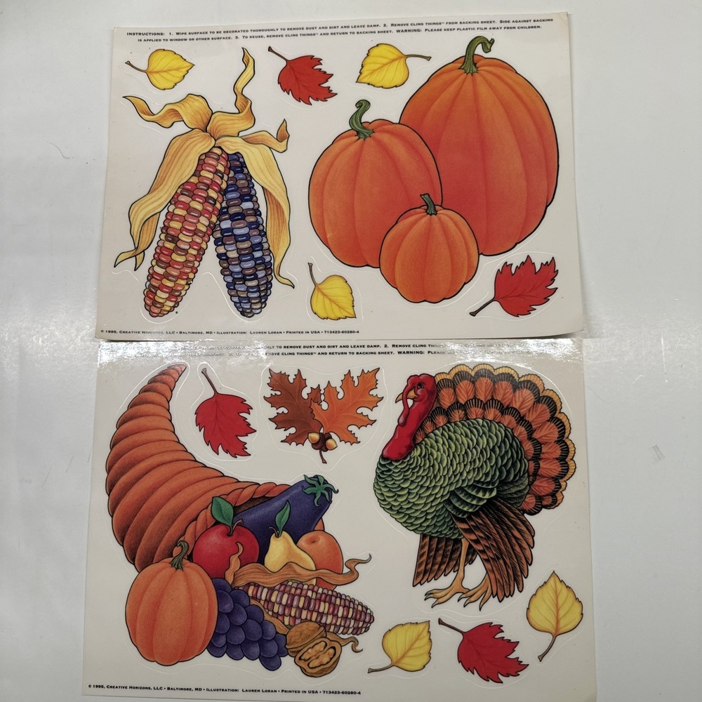 Vintage Fall Autumn Thanksgiving Window Clings Static Glass New Creative Horizon
